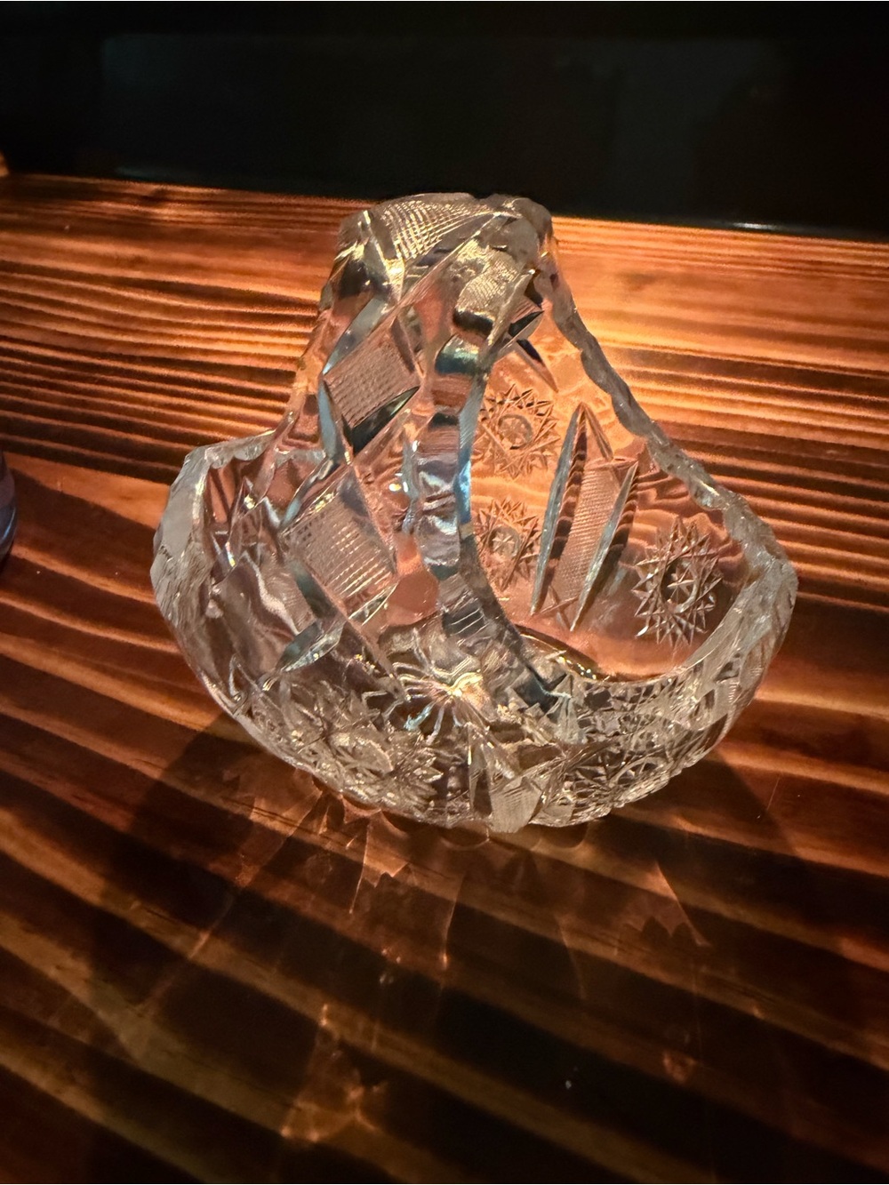 Vintage bohemian crystal Decorative Bowl - Clear Crystal-Basket Home Art